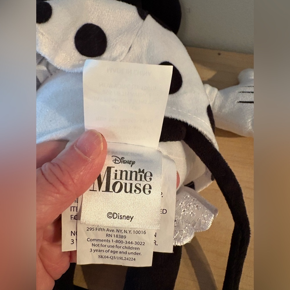 Disney Minnie Mouse 20 Inch Plush Doll Toy Black & White Polka Dots w/ Pink Bow - Picture 5 of 6